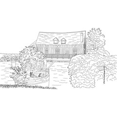 Vernon. Vintage vector city sketching for your design