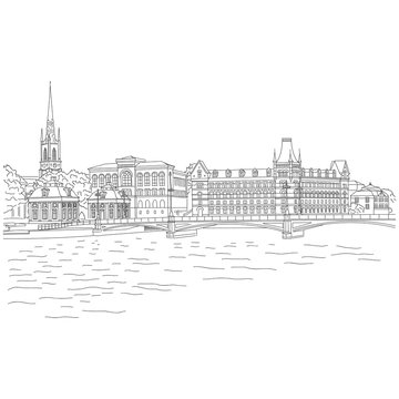 Stockholm. Vintage vector city sketching for your design