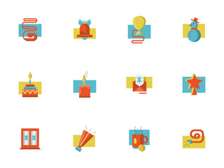 Christmas symbols flat color set