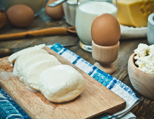 milk products on a  table