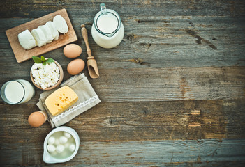 milk products  on a wooden table