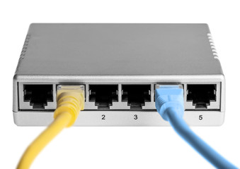 router with wires closeup