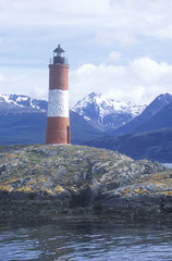 Les Euclaires Historic Lighthouse at Bridges Islands and Beagle Channel, Ushuaia, Argentina