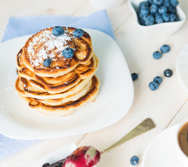 pancakes with blueberry and jam