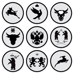 Fototapeta premium set of label with black animal silhouette