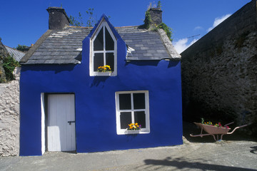Fototapeta na wymiar Bright blue house in Ardgroom Village, Cork, Ireland