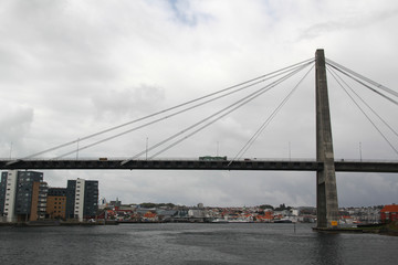 The bridge in Stavanger meeting ferry from Tau, Norway