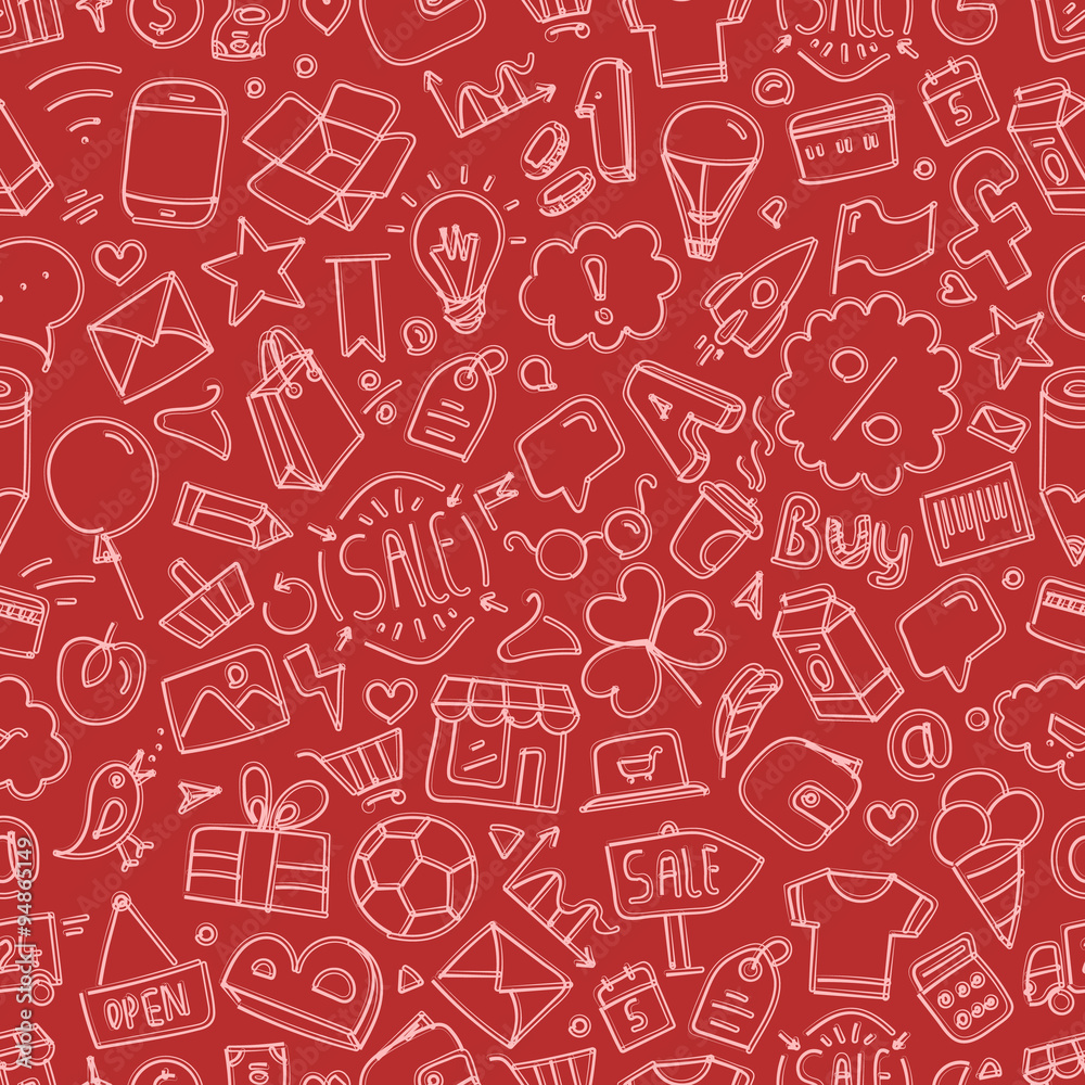 Poster different web interface doodle silhouettes seamless pattern. car