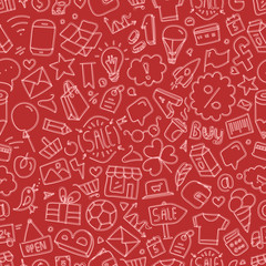 Different web interface doodle silhouettes seamless pattern. Car