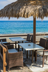 Tables in cafe on the beach