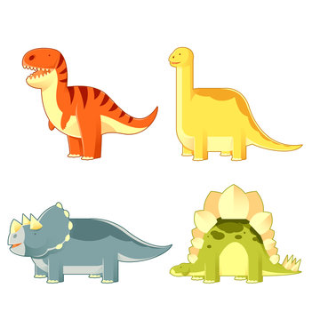 Set of colourful dinosaurs