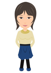 タートルネックとスカートの女性