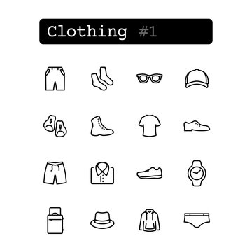 Set line thin icons. Vector. Shopping, clothing