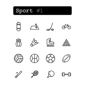 Set line thin icons. Vector. Sport