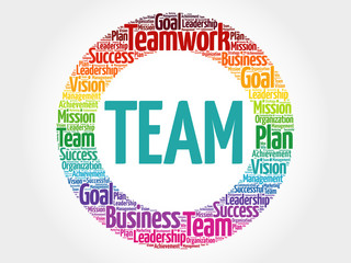 TEAM circle stamp word cloud, business concept