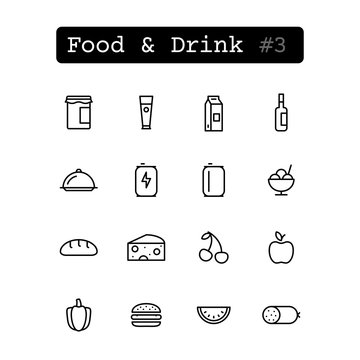 Set line thin icons. Vector. Food & Drink