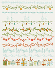 Vector illustration.  Set of Christmas and decorative elements.
