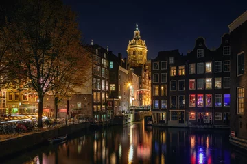 Fotobehang dark evening in Amsterdam © julia700702