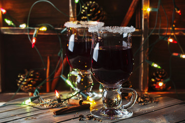 Traditional winter mulled wine and christmas ornament