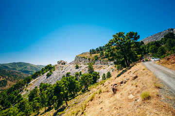 Fototapeta na wymiar View Of Mountains Landscape in Malaga, Andalusia, Spain. 