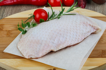 Raw duck breast