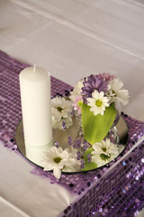 Closeup of the floral wedding decoration