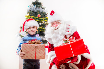 Fototapeta na wymiar Santa Claus with little boy
