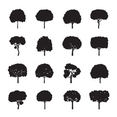 Set of Black Trees. Vector Illustration.