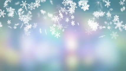 snowfall on colorful background