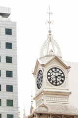 Clock tower of the Lau Pa Sat Market in Singapore