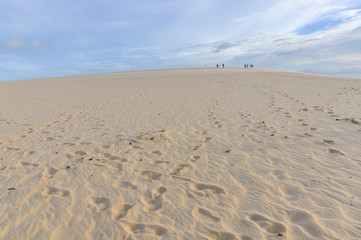 Fototapeta na wymiar Sand dunes on the seaside in Jericoacora, Brazil