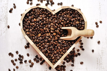 heart of coffee beans
