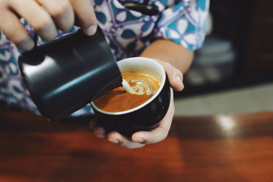 coffee latte art in coffee shop