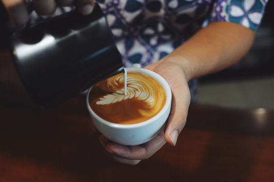 coffee latte art in coffee shop