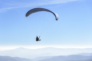 Paragliding in the sky.