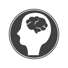 Human head with brain icon