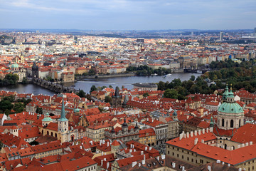 Naklejka na ściany i meble Panorama of Prague Old Town and Vltava river, Czech Republic.