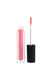 Pink lip gloss isolated on a white