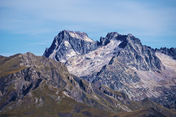 Fototapeta na wymiar Peaks Balaitous 3144 m and Frondellas 3063 m from west