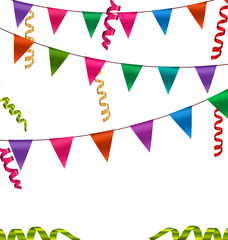 Colorful Buntings Flags Garlands and Serpentine