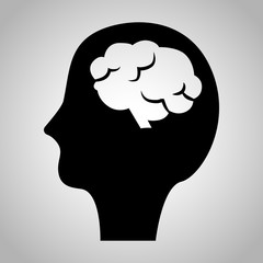 Human head with brain icon