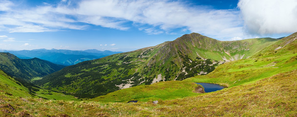 Alpine lake Brebeneckul on summer mountains