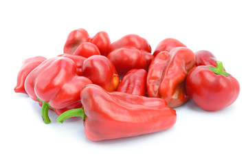 Sweet red peppers isolated on the white background