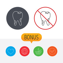 Caries icon. Tooth health sign.