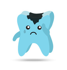Tooth decay character cute kawaii isolated illustration