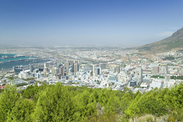 Cape Town and Table Bay, view of harbor from Table Mountain, South Africa