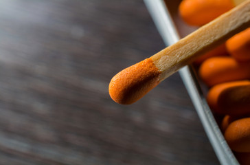 Macro Of A Match Over A Matchbox