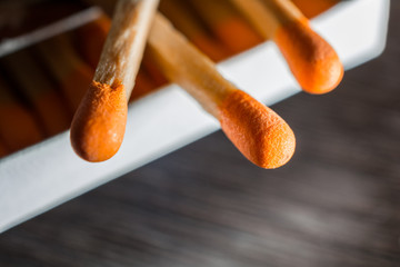 Macro Of 3 Matches Over A Matchbox