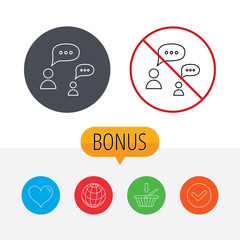 Dialog icon. Chat speech bubbles sign.