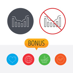 Dynamics icon. Statistic chart sign.